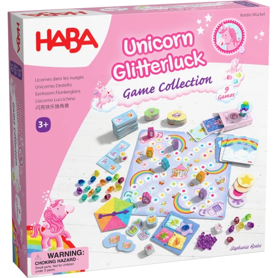 Set aus 9 Spielen Magisches Einhorn Haba – Gesellschaftsspiele für Kinder ab 3 Jahren