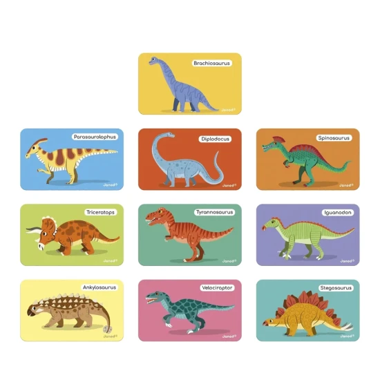 Magnetbuch mit einem Dinosaurier und bunten Magneten für Kinder.
