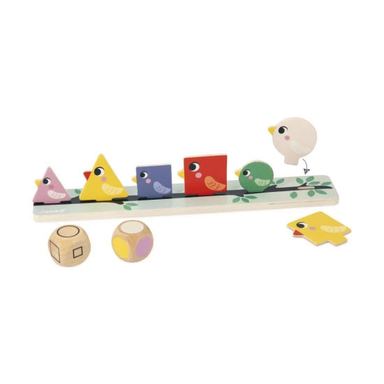 Game Birds Didaktik - pädagogisches Holzspiel zum Sortieren von Farben, Formen und Größen für Kinder