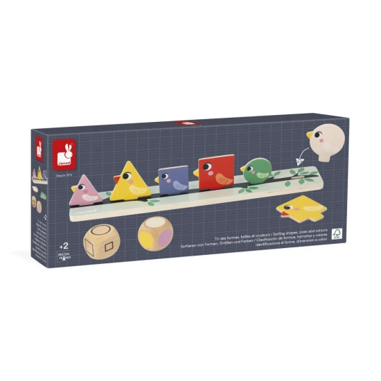 Game Birds Didaktik - pädagogisches Holzspiel zum Sortieren von Farben, Formen und Größen für Kinder