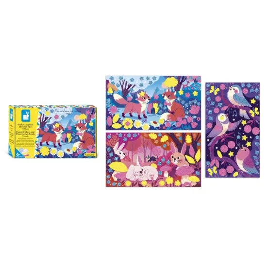 Kreativset Janod Schaumstoffaufkleber und Leuchtsand – Kreative Beschäftigung für Kinder