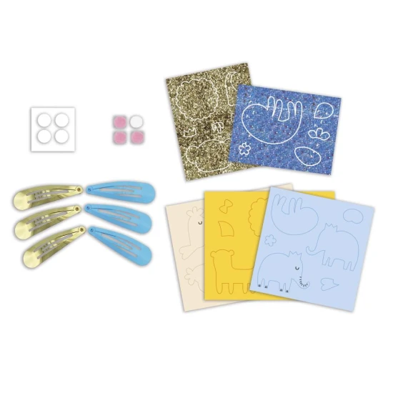 Kreativset zum Basteln von Haarspangen mit exotischen Tieren