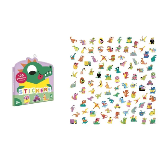 Bunte Dinosaurier-Aufkleber - 100er Kreativset von Janod