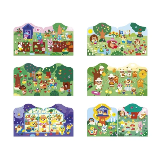 Stickerbuch Garten mit Motiven von Blumen, Gemüse und Gartentieren