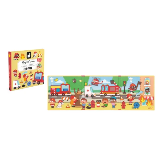Magnetische Geschichten für Kinder mit Feuerwehrmännern von Janod.