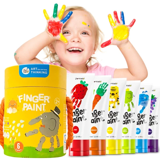 Jarmelo Fingerfarben – 6er-Set mit ungiftigen Farben, ideal für Kinder ab 2 Jahren