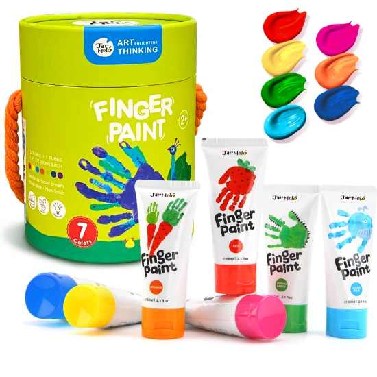 Jarmelo Fingerfarben – 7er-Set mit ungiftigen Farben, ideal für Kinder ab 2 Jahren
