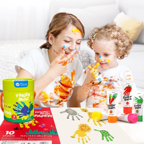 Jarmelo Fingerfarben – 7er-Set mit ungiftigen Farben, ideal für Kinder ab 2 Jahren