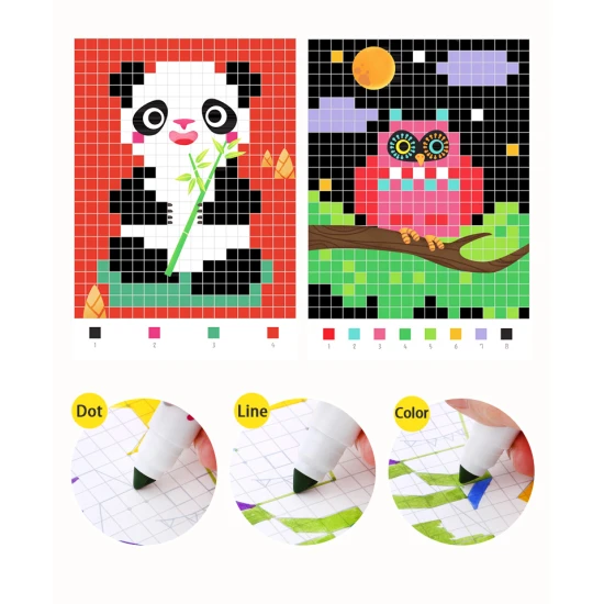 Jarmelo Pixel-Art-Tierwelt – Malbuch mit 16 vorgedruckten Pixel-Tieren für Kinder