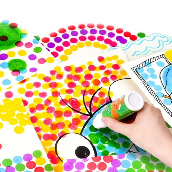 Jarmelo Tubenfarben – 6er-Set abwaschbare und ungiftige Farben mit Schaumapplikator