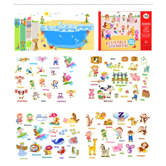 Jarmelo Stadtpark – Wiederverwendbare Sticker auf PVC-Folie, 5 Motive und über 145 bunte Sticker für kreatives Spielen