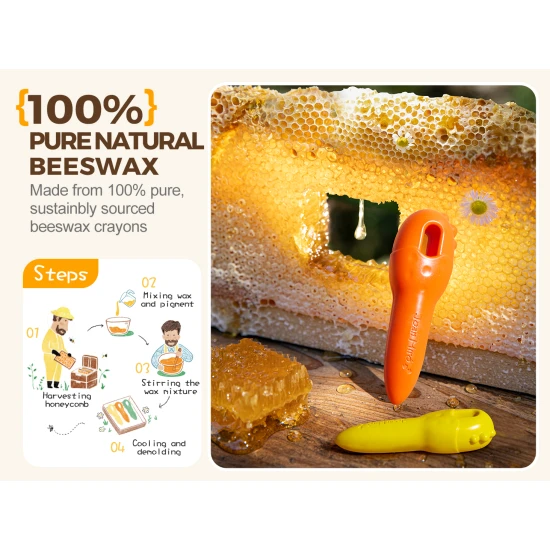 Melo-Bienenwachsmalstifte im Glas – 24 Stück in einer stabilen Box, farbenfroh, verspielt und kindersicher