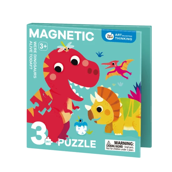 Jarmelo Magnetisches 3-in-1-Puzzle – Dinosaurier mit 48 magnetischen Teilen und leuchtenden Teilen, geeignet für Kinder ab 3 Jahren