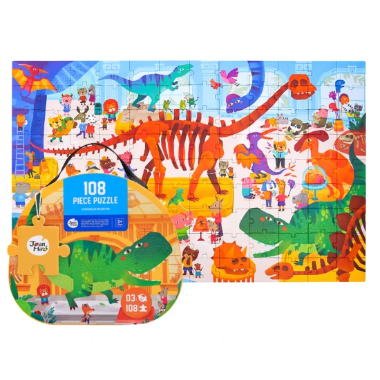 Jarmelo Puzzle Dinosauriermuseum – 108 Teile im Koffer, buntes Puzzle für Kinder
