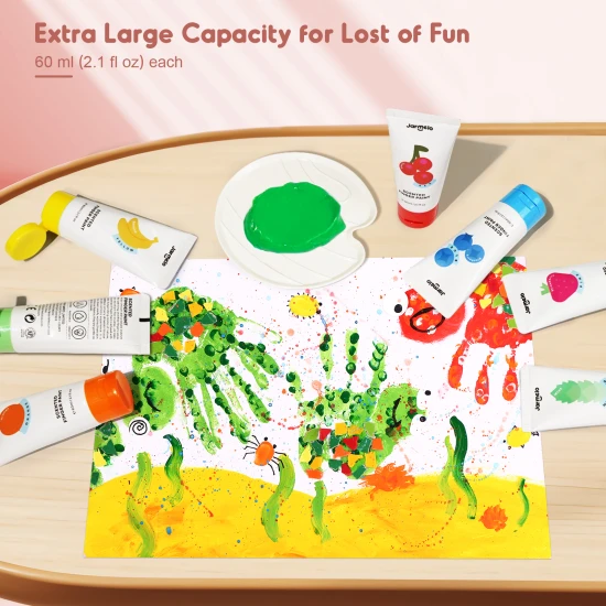 Jarmelo Fingerfarben mit Duft – 12 Farben mit angenehmen Düften, ungiftig und abwaschbar