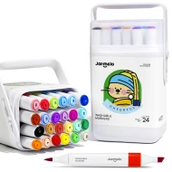 Doppelseitige Marker mit zwei Spitzen in einer Box mit 24 Stück