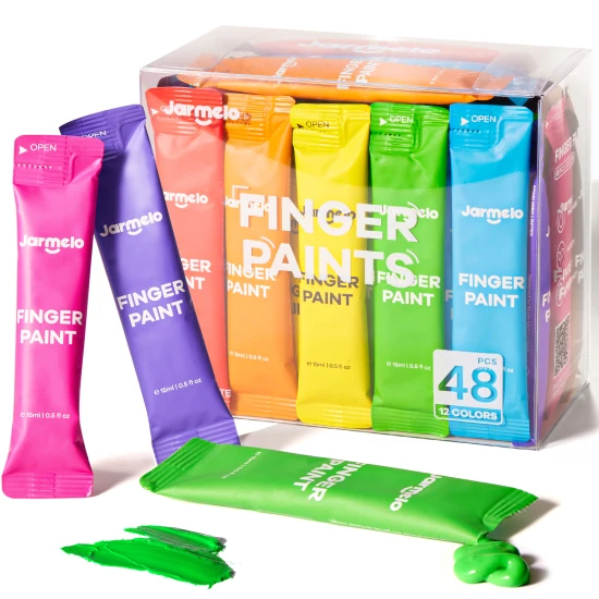 Jarmelo-Fingerfarben – 48 Beutel in Alufolie, ungiftig und reisetauglich