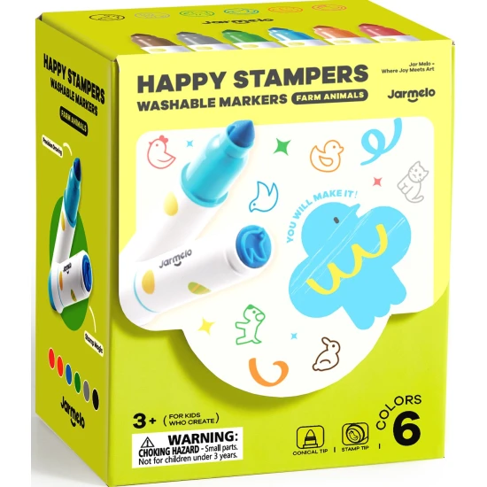 Abwaschbare Stempelstifte Happy Stampers Bauernhof 6 Stück Jarmelo Abwaschbare Stempelstifte Happy Stampers Bauernhof 6 Stück – Modell JA99810