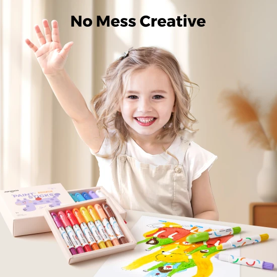Jarmelo Temperafarben im Stiftformat – Set mit 16 abwaschbaren, ungiftigen Farben im Stiftformat
