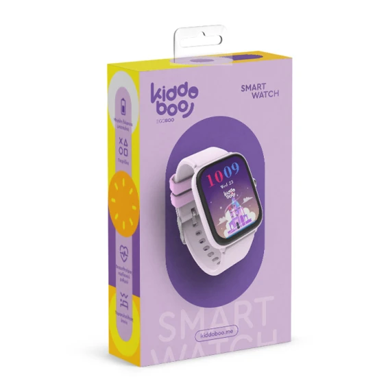 Lilafarbene Kiddoboo-Smartwatch für Kinder in Lilac mit Überwachung verschiedener täglicher Aktivitäten, Farbdisplay und bequemem Armband.
