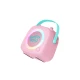 Pinkes Kiddoboo Bluetooth-Karaoke-Set KidsVoice-Mikrofon und Lautsprecher mit RGB-Beleuchtung und lustigen Effekten für Kinder ab 3 Jahren.
