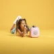 Pinkes Kiddoboo Bluetooth-Karaoke-Set KidsVoice-Mikrofon und Lautsprecher mit RGB-Beleuchtung und lustigen Effekten für Kinder ab 3 Jahren.