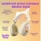 Kiddoboo Delulu Gold kabellose Kinderkopfhörer mit LED-Licht und Katzenohren – sichere und stylische Kopfhörer für Kinder ab 7 Jahren.