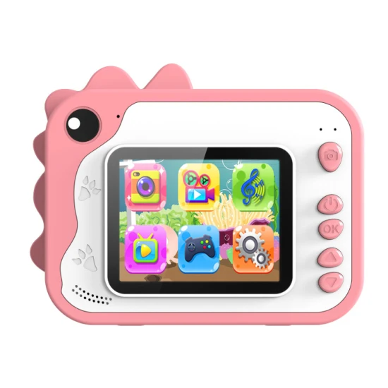 Kiddoboo FotoFun 2 Dino Pink Kinderkamera - rosa Sofortbildkamera für Kinder mit Sofortdruck, Farbmarkierungen und lustigen Fotorahmen.