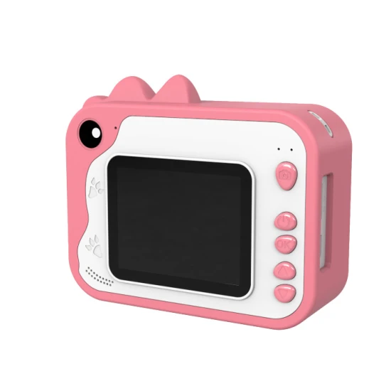 Kiddoboo FotoFun 2 Dino Pink Kinderkamera - rosa Sofortbildkamera für Kinder mit Sofortdruck, Farbmarkierungen und lustigen Fotorahmen.