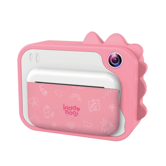 Kiddoboo FotoFun 2 Dino Pink Kinderkamera - rosa Sofortbildkamera für Kinder mit Sofortdruck, Farbmarkierungen und lustigen Fotorahmen.