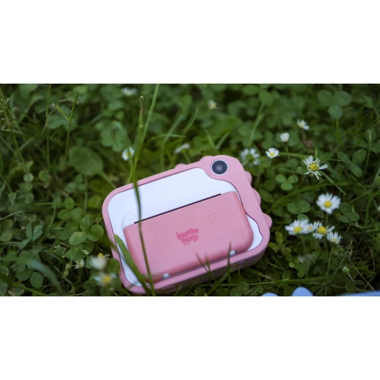 Kiddoboo FotoFun 2 Dino Pink Kinderkamera - rosa Sofortbildkamera für Kinder mit Sofortdruck, Farbmarkierungen und lustigen Fotorahmen.