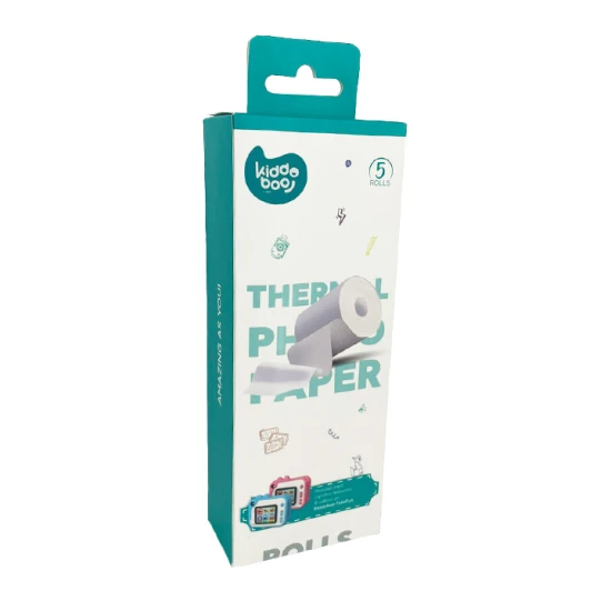 Kiddoboo - 5 Stück weiße Thermorollen für Kinderkameras und -drucker, ideal zum Erstellen von Schwarzweißausdrucken und zur Unterstützung der Kreativität.