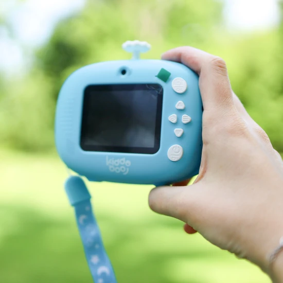 Kiddoboo FotoFun 2 Whale Blue Kinderkamera - blaue Sofortbildkamera für Kinder mit Sofortdruck, Farbmarkierungen und lustigen Fotorahmen.