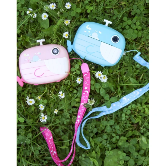 Kiddoboo FotoFun 2 Whale Pink Kinderkamera - rosa Sofortbildkamera für Kinder mit Sofortdruck, Farbmarkierungen und lustigen Fotorahmen.
