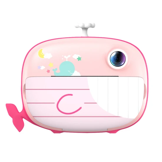 Kiddoboo FotoFun 2 Whale Pink Kinderkamera - rosa Sofortbildkamera für Kinder mit Sofortdruck, Farbmarkierungen und lustigen Fotorahmen.