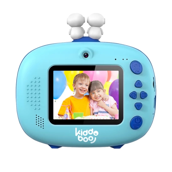 Kiddoboo FotoFun 2 Space Blue Kinderkamera - blaue Sofortbildkamera für Kinder mit Sofortdruck, Farbmarkierungen und lustigen Fotorahmen.