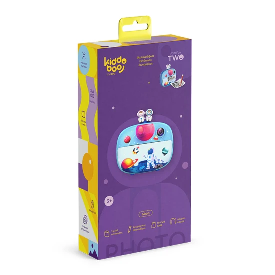 Kiddoboo FotoFun 2 Space Blue Kinderkamera - blaue Sofortbildkamera für Kinder mit Sofortdruck, Farbmarkierungen und lustigen Fotorahmen.