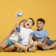 Kiddoboo FotoFun 2 Space Blue Kinderkamera - blaue Sofortbildkamera für Kinder mit Sofortdruck, Farbmarkierungen und lustigen Fotorahmen.