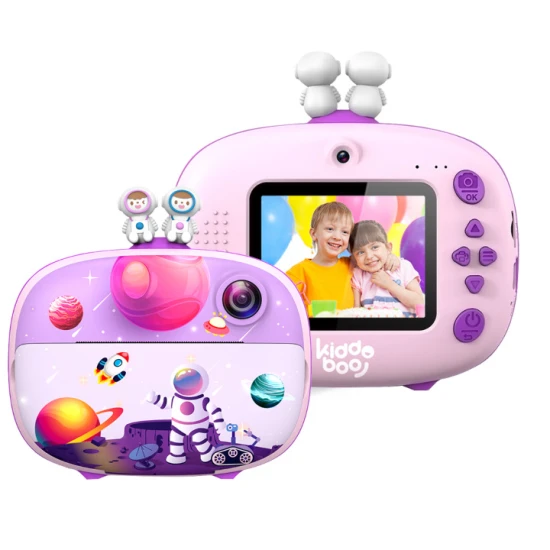 Kiddoboo FotoFun 2 Space Purple Kinderkamera - lila Sofortbildkamera für Kinder mit Sofortdruck, Farbmarkierungen und lustigen Fotorahmen.
