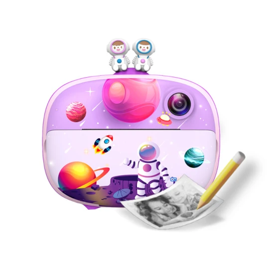 Kiddoboo FotoFun 2 Space Purple Kinderkamera - lila Sofortbildkamera für Kinder mit Sofortdruck, Farbmarkierungen und lustigen Fotorahmen.