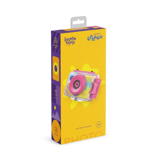 Kiddoboo Action Camera Splash Pink - Wasserdichte Kamera in Pink mit Schwenkkamera und Zubehör für kleine Abenteurer.