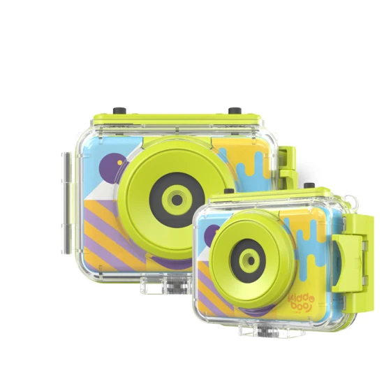 Kiddoboo Action Camera Splash Yellow  - Wasserdichte Kamera in Gelb mit Schwenkkamera und Zubehör für kleine Abenteurer.