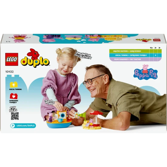 Peppa Pig und ihr LEGO® DUPLO® Boot am Strand mit einer Sandburg