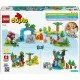 LEGO DUPLO Wildtierfamilien-Lernset für Kinder, Tierfiguren, Elefant, Panda, Tiger, Schildkröte, Hirsch, kreatives Spielen für Kinder
