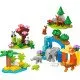 LEGO DUPLO Wildtierfamilien-Lernset für Kinder, Tierfiguren, Elefant, Panda, Tiger, Schildkröte, Hirsch, kreatives Spielen für Kinder