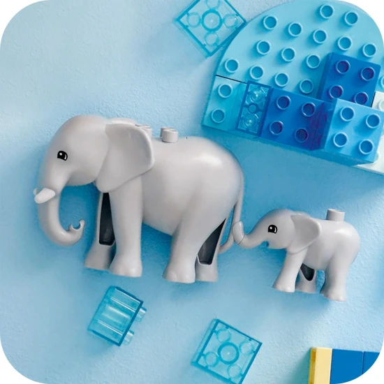 LEGO DUPLO Wildtierfamilien-Lernset für Kinder, Tierfiguren, Elefant, Panda, Tiger, Schildkröte, Hirsch, kreatives Spielen für Kinder