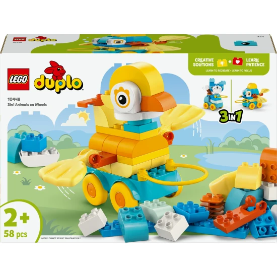 LEGO DUPLO 3 in 1 Tiere auf Rädern 10448 – Ente, Fisch und Hund Bauset für Kinder