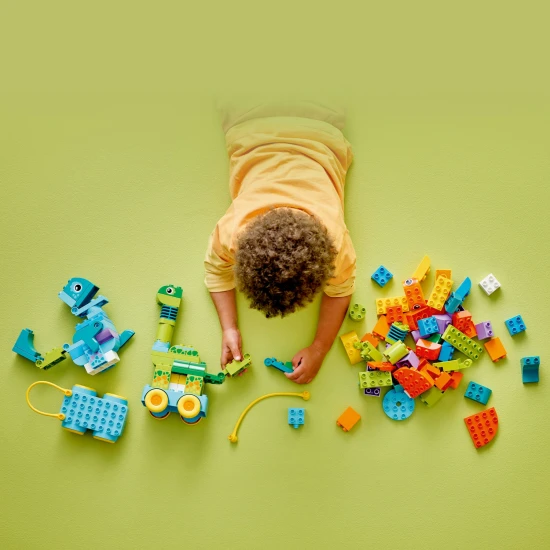 LEGO DUPLO 3 in 1 Dinosaurier auf Rädern 10451 – Diplodocus, T-Rex, Triceratops, Stegosaurus, Pteranodon und Parasaurolophus Bauset für Kinder