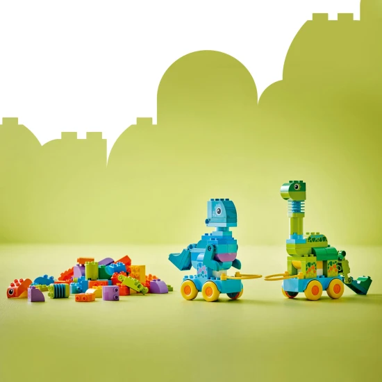 LEGO DUPLO 3 in 1 Dinosaurier auf Rädern 10451 – Diplodocus, T-Rex, Triceratops, Stegosaurus, Pteranodon und Parasaurolophus Bauset für Kinder