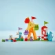 LEGO DUPLO Vergnügungspark mit Figuren von Peppa, Cili und Dany auf einem Riesenrad und einer Rutsche.